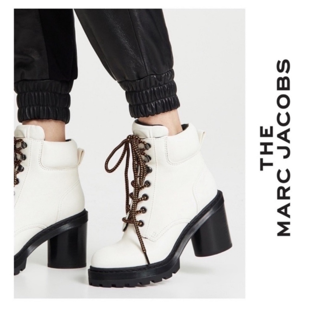 New! MARC JACOBS Crosby Square Heel
Toe Leather Platform Hiking Boots - Picture 3 of 14